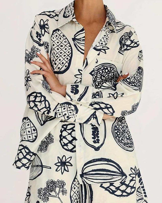 Yaz Meyve Desenli Salaş Gömlek Şort Takım