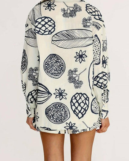 Yaz Meyve Desenli Salaş Gömlek Şort Takım