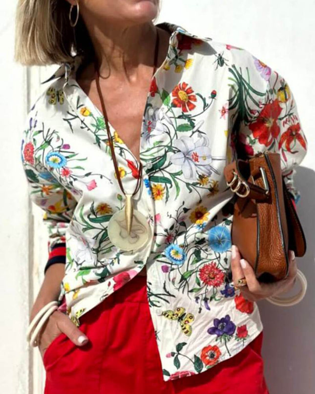 Çiçek Benzersiz Baskı Beli Lastikli Cepli Geniş Paça Pantolon-Takım