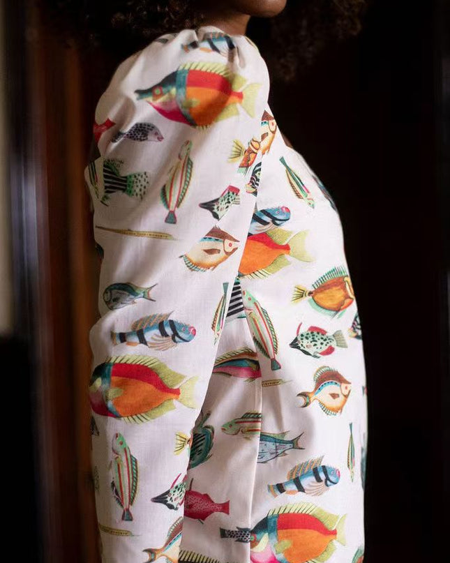 Balık Desenli Mini Elbise