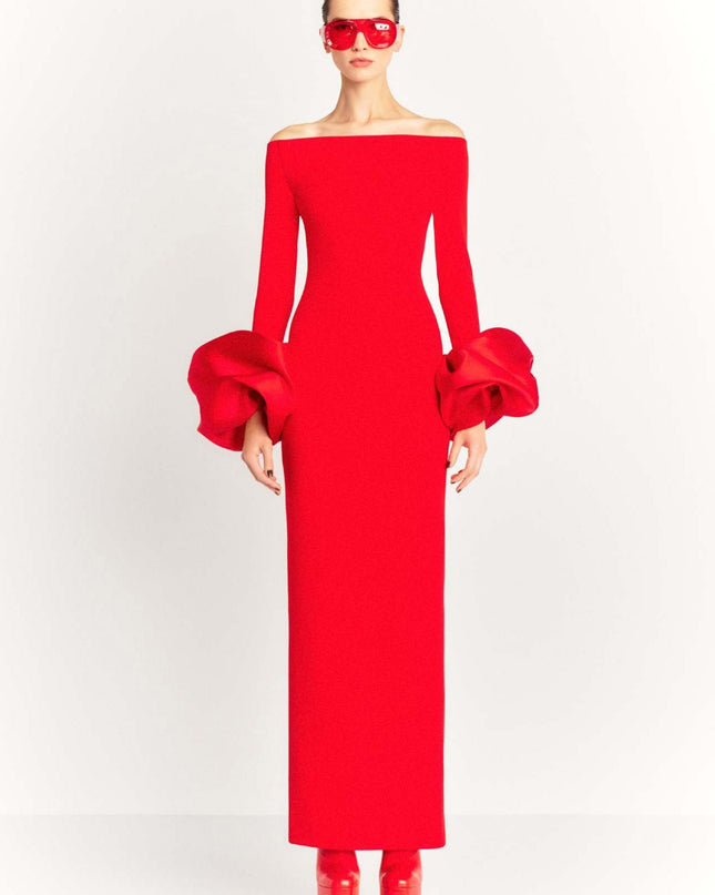 Düz Renk Fener Kol Elbise