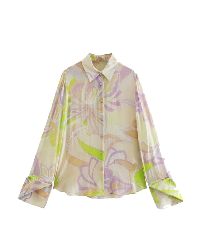 Akış Baskılı Bluz Takımı