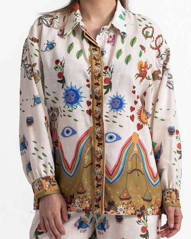 Öne Çıkan Etnik Desenli Bol Kesim Pantolon Takımı