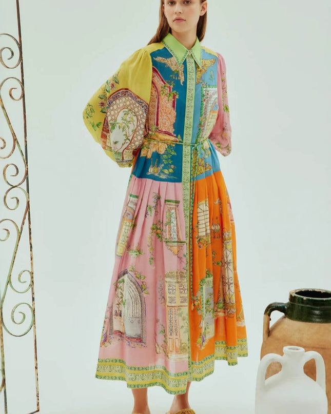 Mediterranean Window Gömlek Elbise