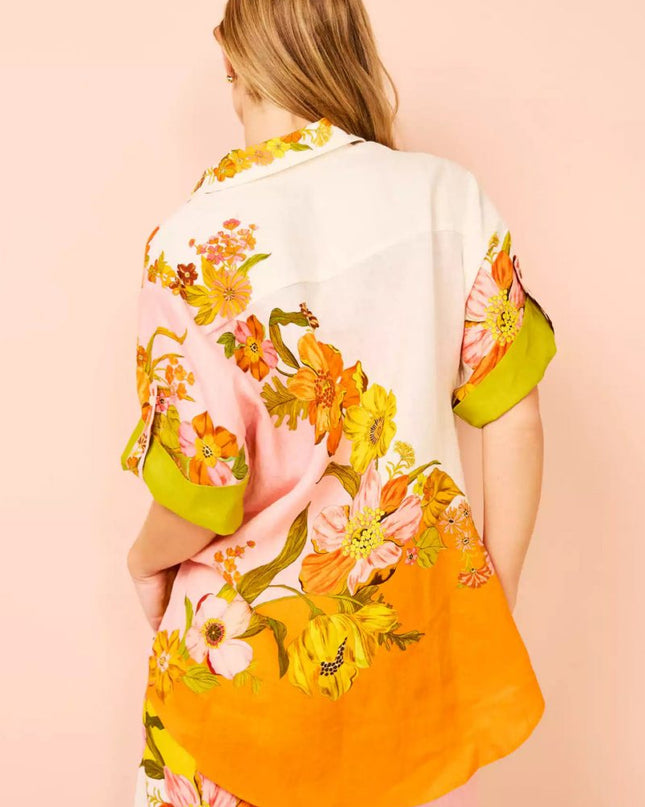 Benzersiz Baskı Beli Lastikli Cepli Geniş Paça Pantolon-Takım