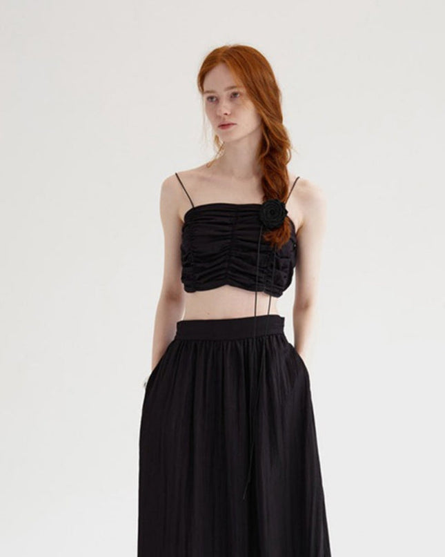 Pileli Kolsuz Bandeau Üst