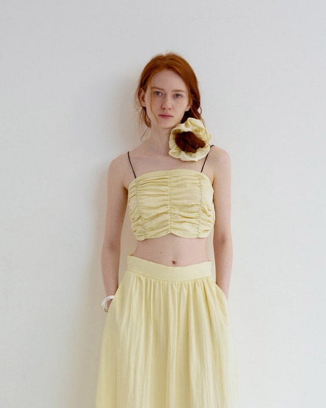 Pileli Kolsuz Bandeau Üst