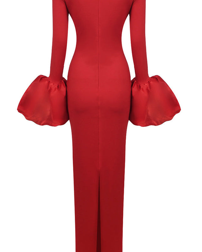 Düz Renk Fener Kol Elbise