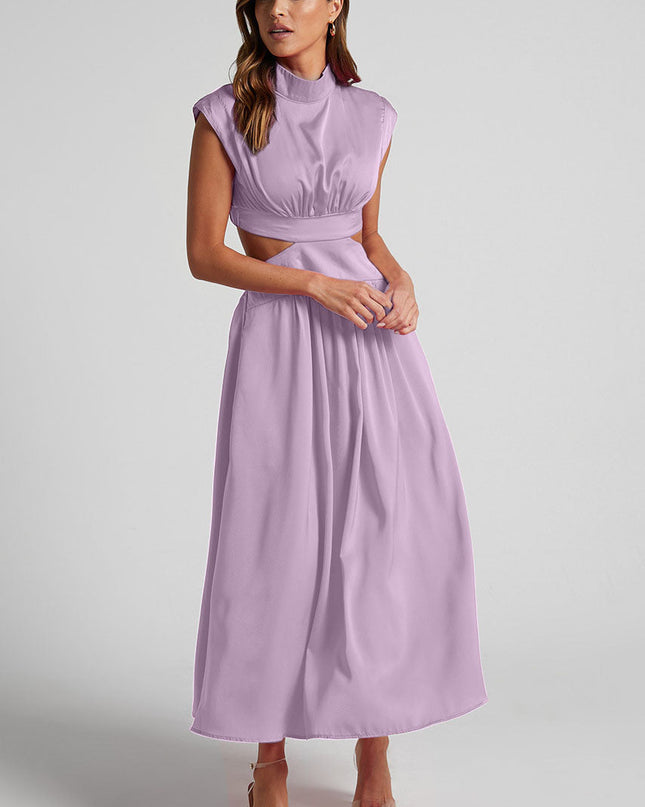 Belden Kesikli Cepli Midi Tatil Elbisesi