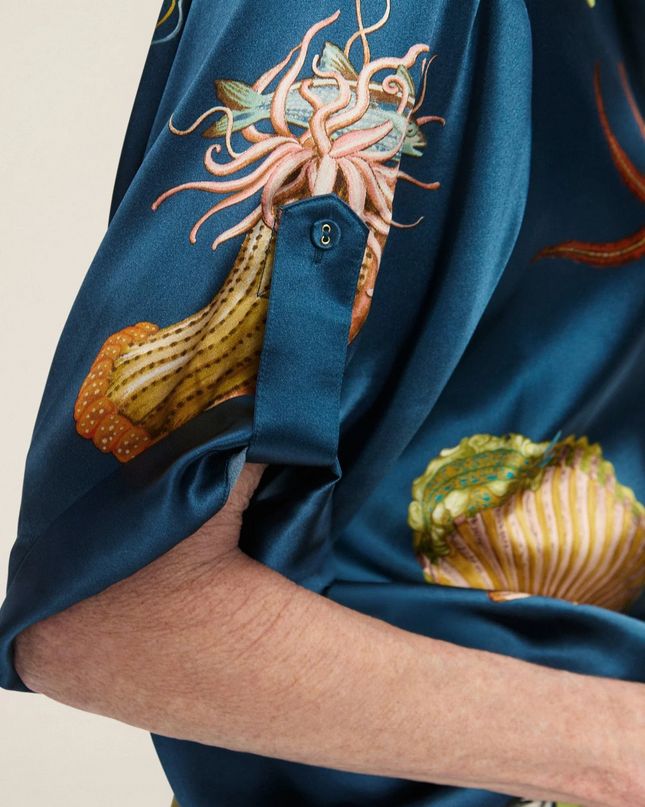 Mareblu Deniz İllüstrasyonlu Oversize Gömlek