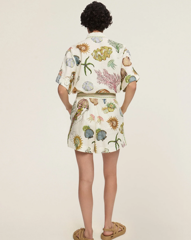 Ocean Garden Krem Renk Deniz Kabuklu Şort