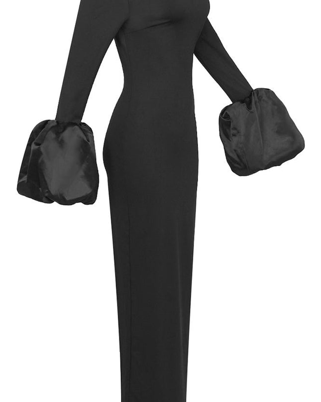 Düz Renk Fener Kol Elbise