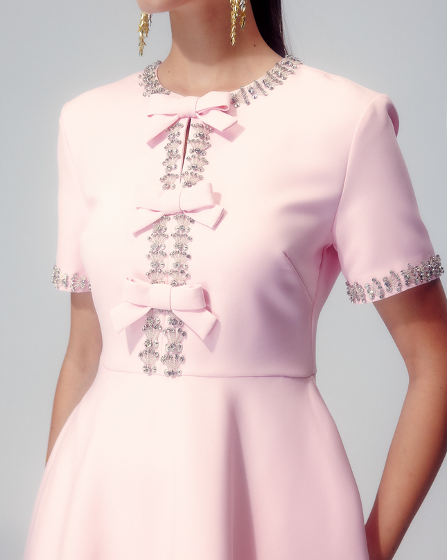 Zoe Fiyonklu Kristal İşlemeli Midi Elbise