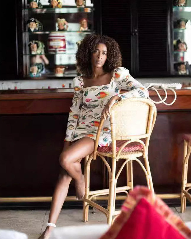 Balık Desenli Mini Elbise