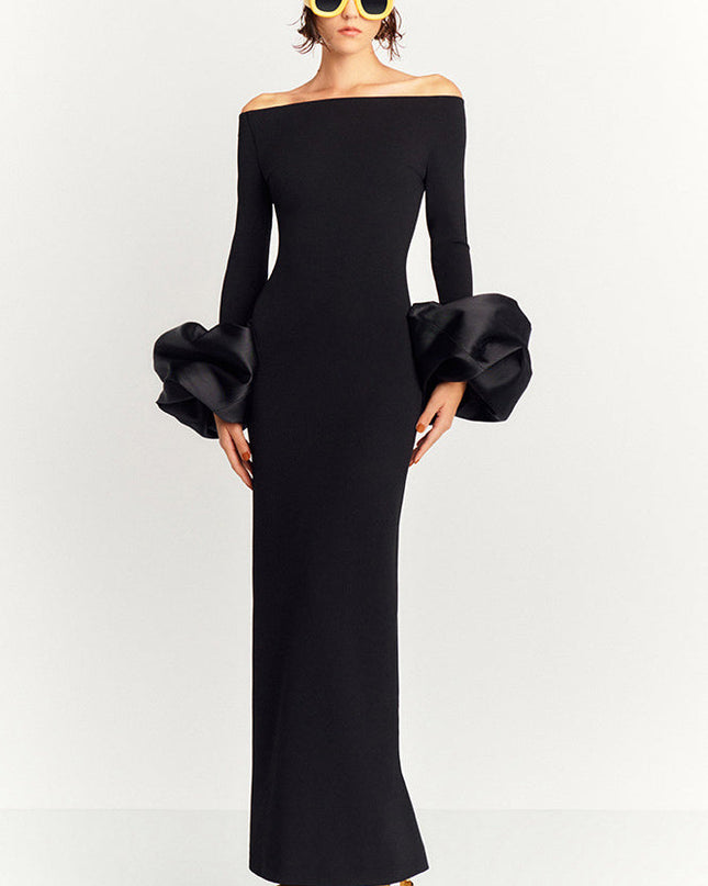 Düz Renk Fener Kol Elbise