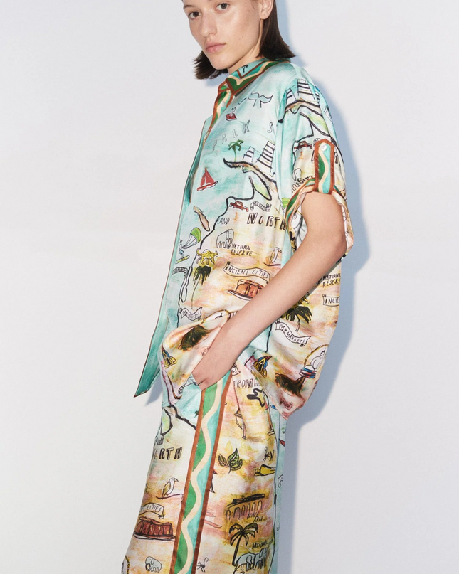 Cartolina Desenli Oversize Gömlek