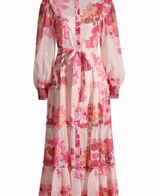 Sylvia Uzun Kollu Çiçekli Maxi Elbise