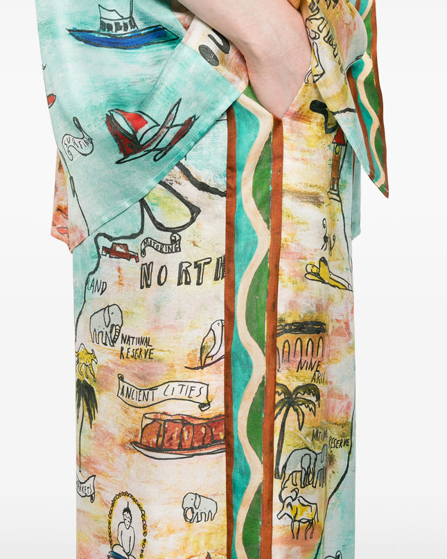 Cartolina Desenli Geniş Paça Pantolon