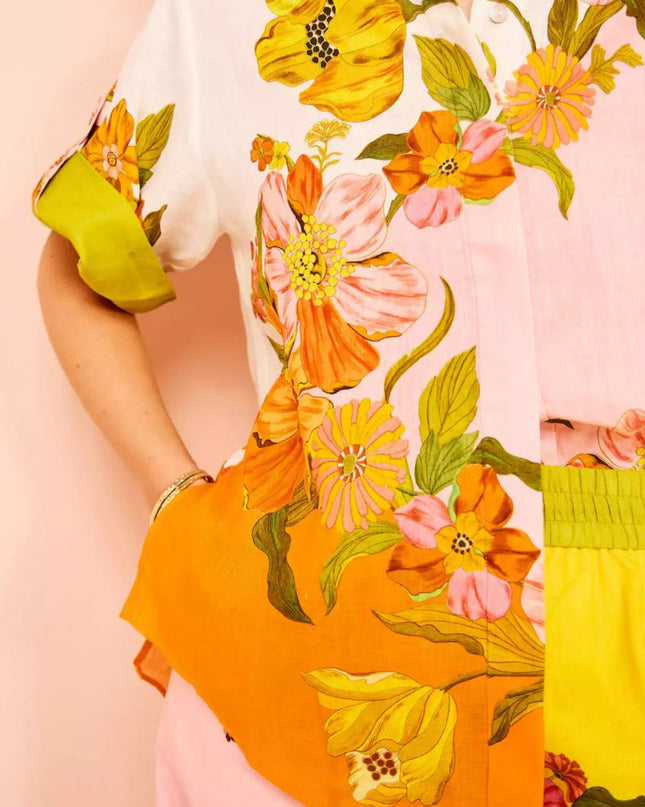 Benzersiz Baskı Beli Lastikli Cepli Geniş Paça Pantolon-Takım