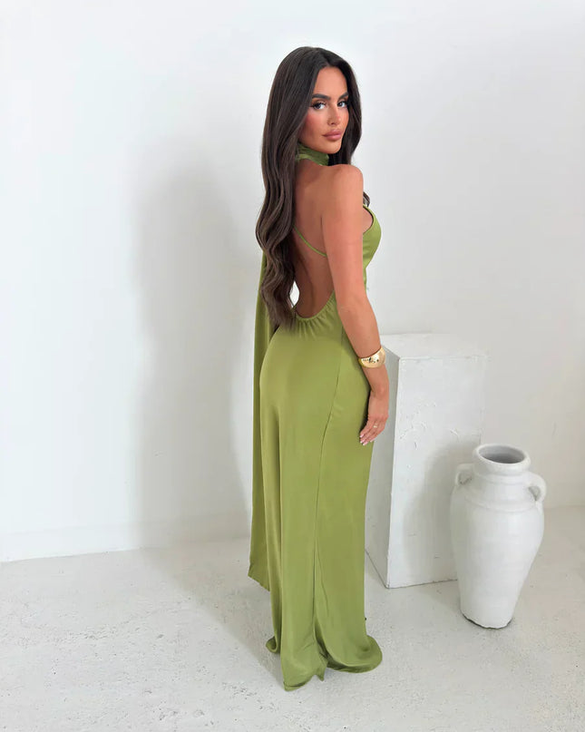 Yeşilin Ritüeli – Halter Yaka Maxi Elbise