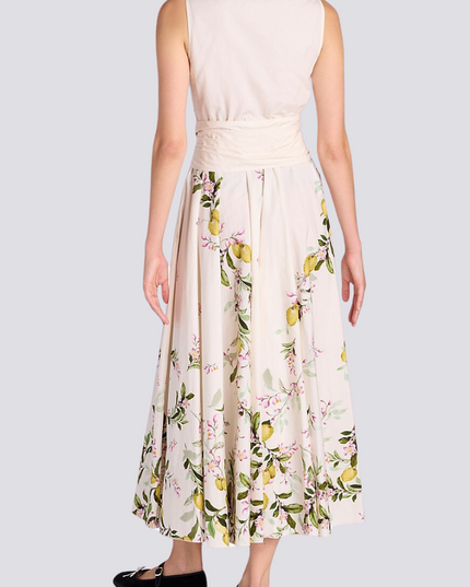 Adelle Çiçekli Fiyonklu Kolsuz Uzun Elbise