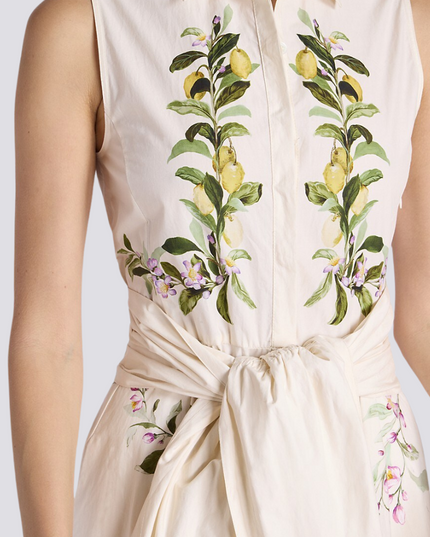 Adelle Çiçekli Fiyonklu Kolsuz Uzun Elbise