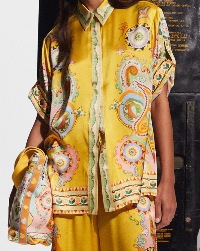 Adrienne Kısa Kollu Paisley Pantolon Takımı