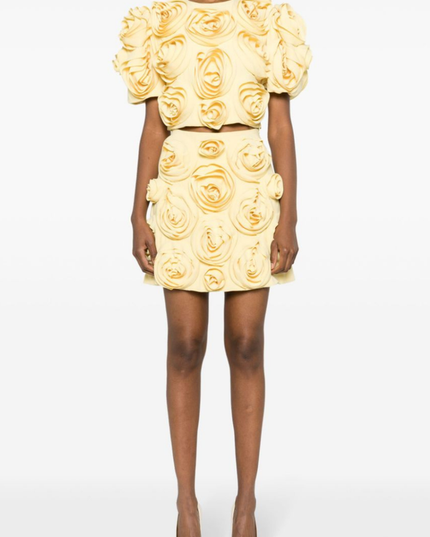 Aelis Puf Omuzlu Çiçekli Etek Takımı