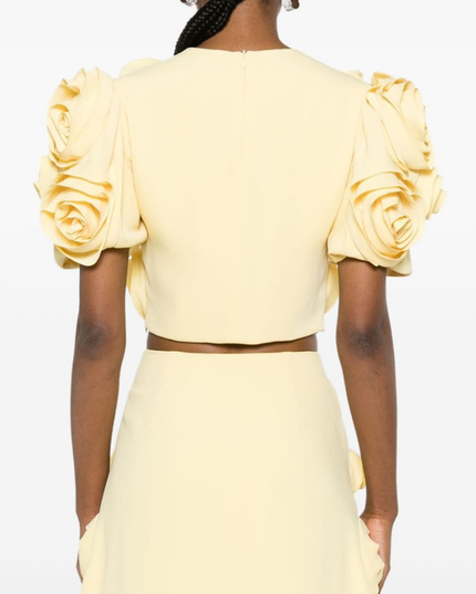 Aelis Puf Omuzlu Çiçekli Etek Takımı