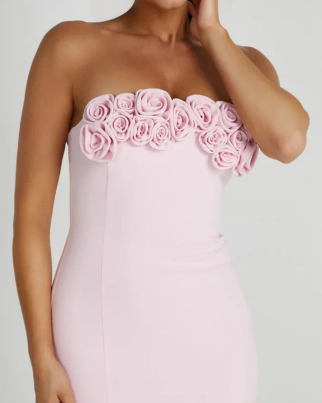 Blaise Straplez Çiçekli Mini Elbise