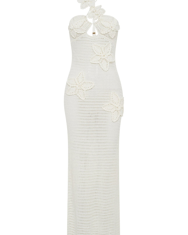 Beverly Floral Aplike Tığ İşi Uzun Elbise