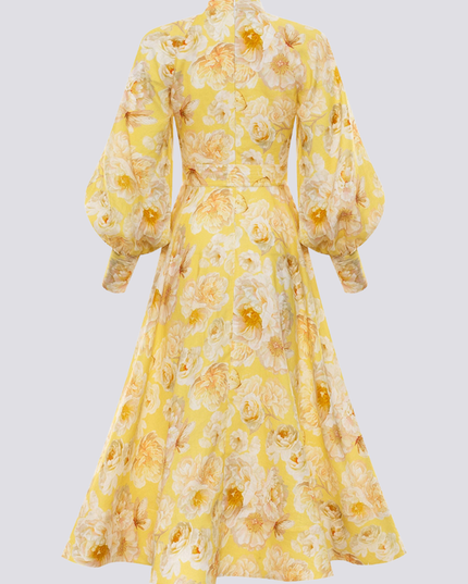 Cécilie Balon Kol Çiçekli Maxi Elbise
