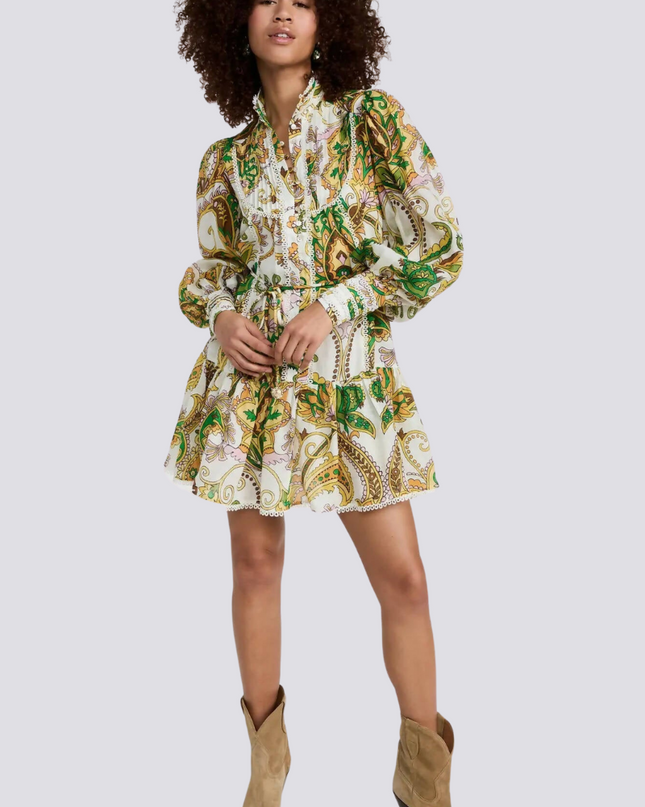 Clarimonde Balon Kol Volanlı Mini Elbise