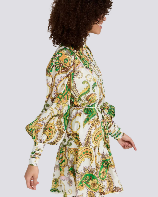 Clarimonde Balon Kol Volanlı Mini Elbise