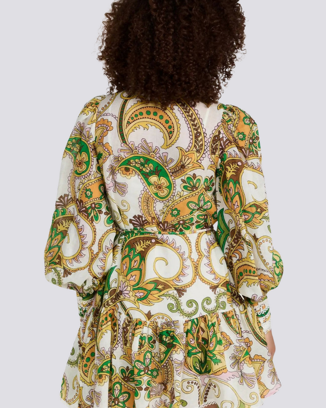 Clarimonde Balon Kol Volanlı Mini Elbise