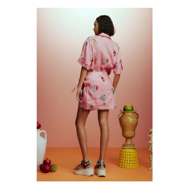 Serpentina Kuşaklı Nakışlı Mini Etek