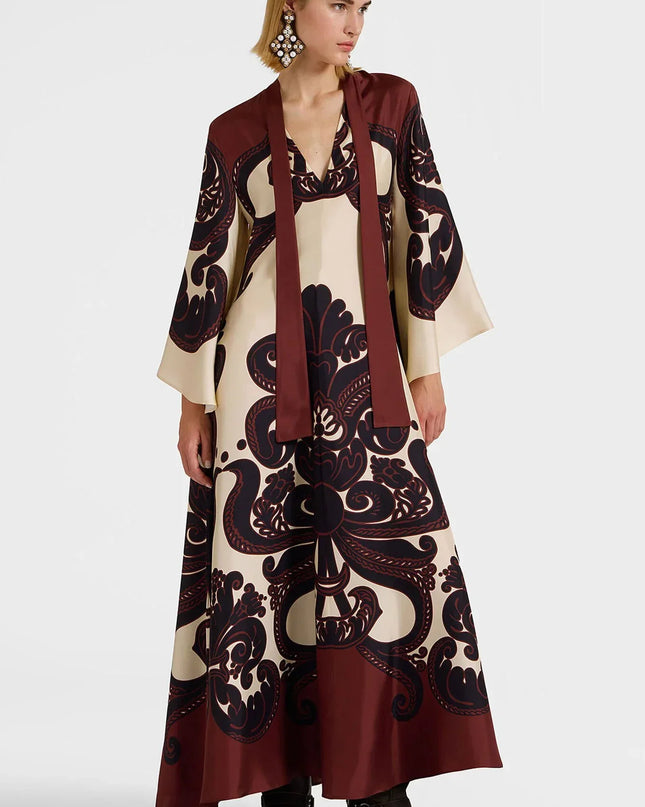 Grenadilla Baskılı Saten Elbise