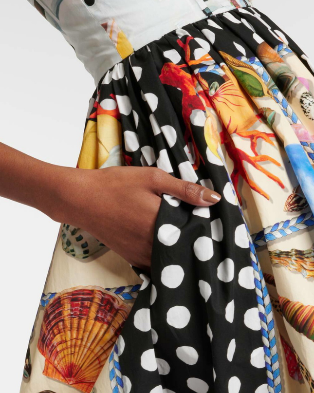 Domitille Polka Dot Kare Yaka Midi Elbise