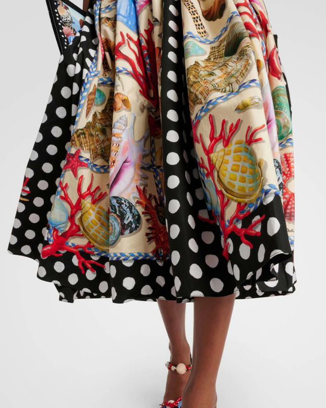 Domitille Polka Dot Kare Yaka Midi Elbise