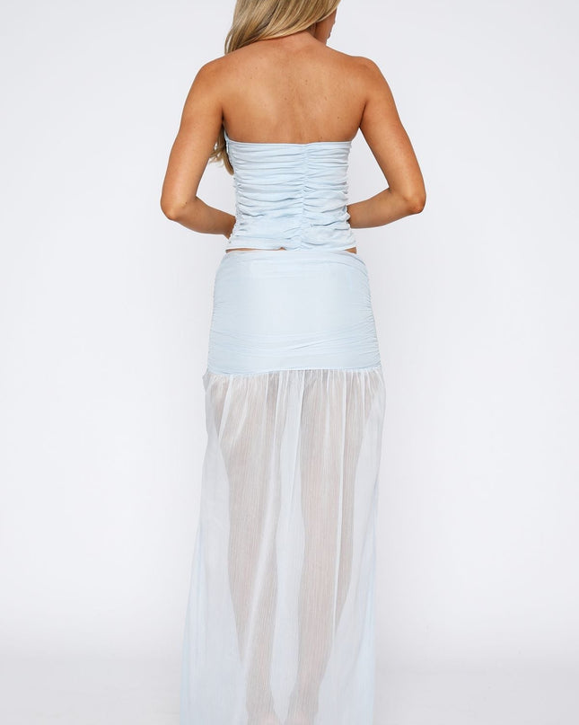 Sahne Işıltısı Maxi Etek – Gökyüzü Mavisi