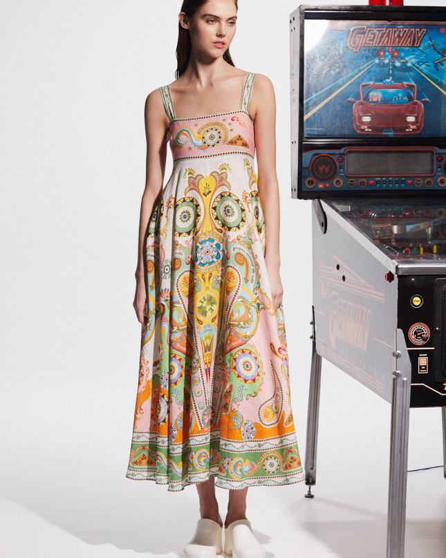Estelle Spagetti Paisley Uzun Elbise