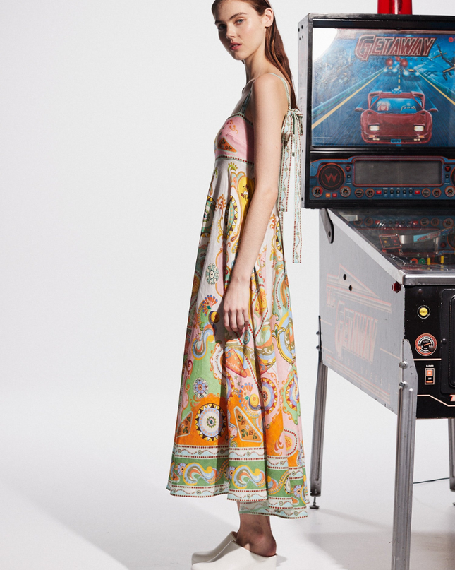 Estelle Spagetti Paisley Uzun Elbise