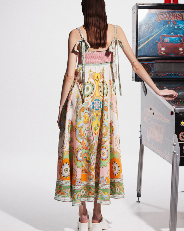 Estelle Spagetti Paisley Uzun Elbise