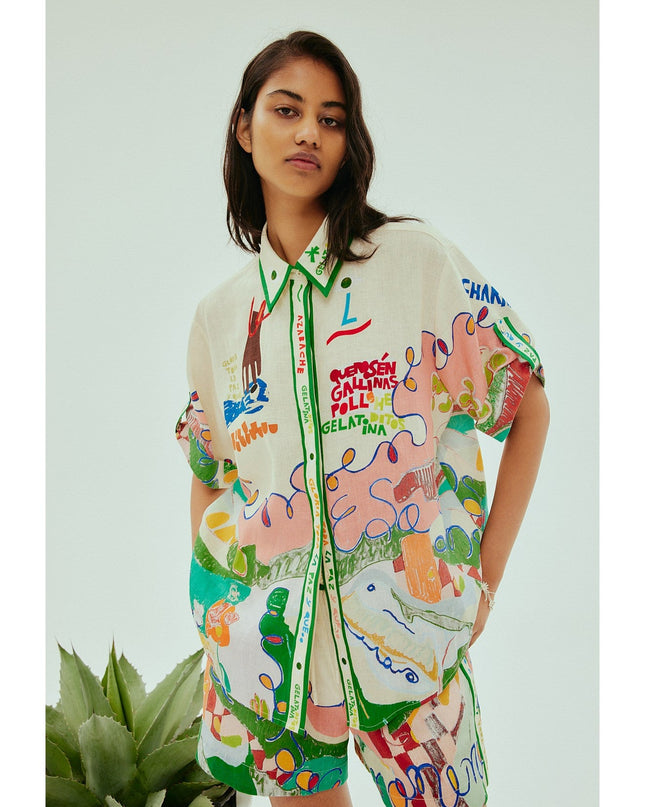 Gelatina Art Set – Renkli Oversize Gömlek & Şort Takımı