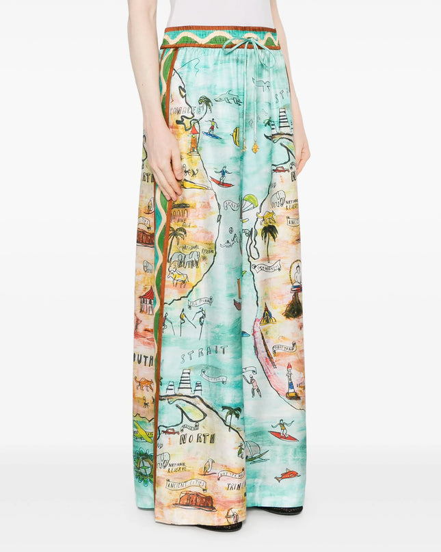 Cartolina Desenli Geniş Paça Pantolon