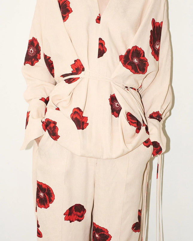 Crimson Bloom Kimono Set