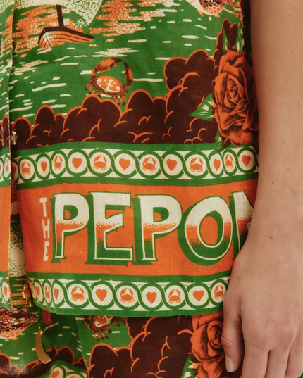 Léocadie Kısa Kollu Gün Batımı Baskılı Şort Takımı