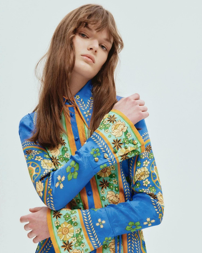 Lisbeth Uzun Kollu Çiçekli Mini Elbise