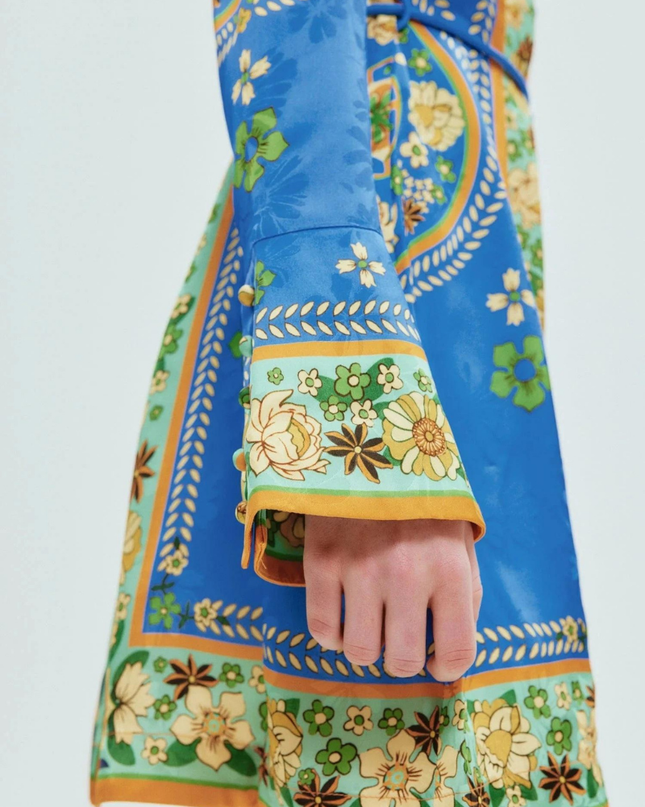 Lisbeth Uzun Kollu Çiçekli Mini Elbise