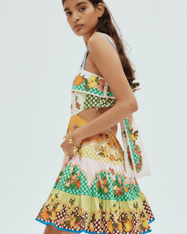 Marceline Kesikli Fiyonklu Mini Elbise